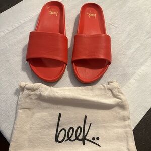 NWT | Beek Gallito Leather Slide Sandal | Poppy | 9